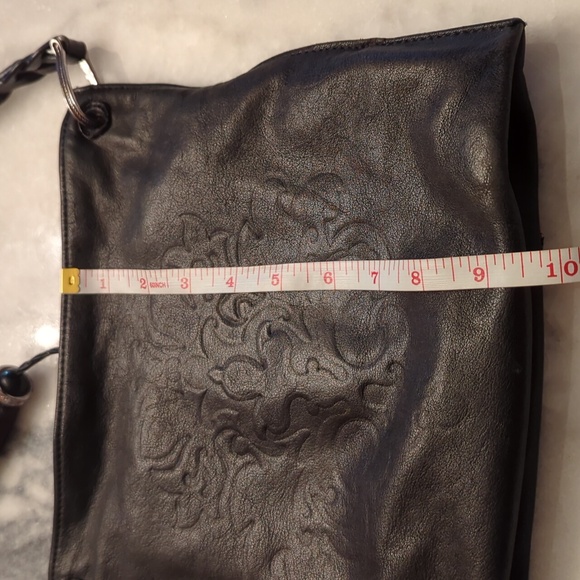 Brighton Purse Black Embossed Leather Small Shoulder Bag Ferrara Impressions - Picture 6 of 9